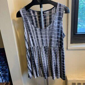 Bobeau Tie Dye Grey babydoll tank